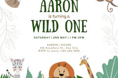 Jungle Illustration 1st Birthday Invitations - 1